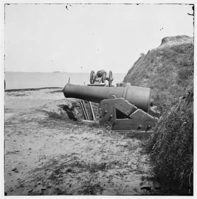 Thumbnail for 3692 - Charleston, South Carolina (vicinity). Guns of Fort Johnson; Fort Sumter in distance. (Morris Island)