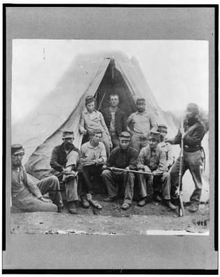 3924 - Group of soldiers of Co. G., 71st New York Volunteers, posed in front of tent