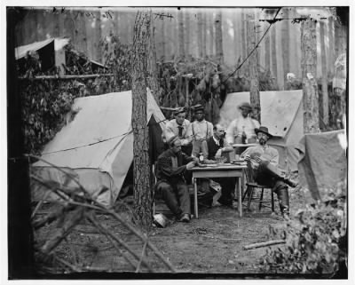 Thumbnail for 4011 - Petersburg, Va. Officers of the 114th Pennsylvania Infantry playing cards in front of tents