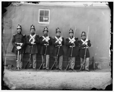 4404 - Washington, D.C. Six marines with fixed bayonets at the Navy Yard