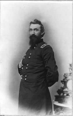 4725 - N. Kimball, three-quarter length portrait, standing, facing left; with right hand inside his coat and left hand behind himself