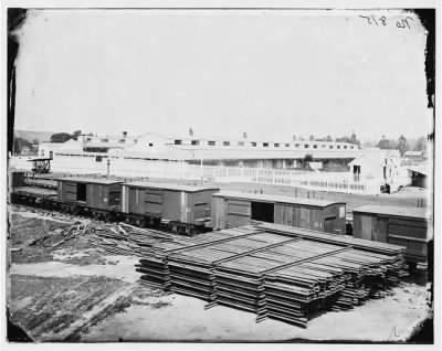 4758 - Alexandria, Virginia. Soldiers' Rest. (Railroad boxcars shown in foreground)
