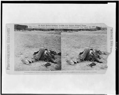 Thumbnail for 5103 - A dead Rebel soldier, inside the Union picket lines. This view was taken the morning after the storming of Petersburgh, Va., April 2d 1865