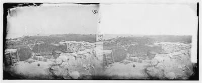 Thumbnail for 5126 - Yorktown, Virginia. Confederate battery with Gen. McClellan's No. 1 mortar battery in the distance