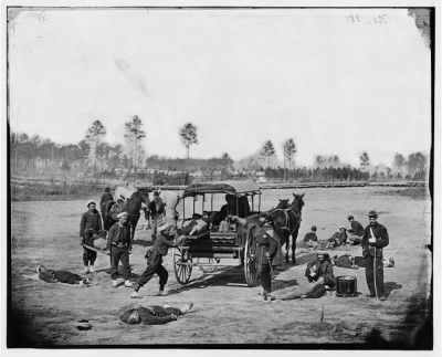 Thumbnail for 5173 - Zouave ambulance crew demonstrating removal of wounded soldiers from the field