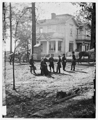 5235 - Atlanta, Georgia. Federal officers standing in front of house. (Formerly headquarters of Gen. John Bell Hood.)