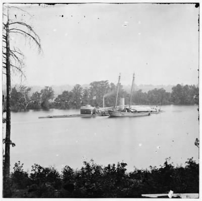 5351 - James River, Virginia. U.S. monitor CANONICUS taking on coal from a schooner