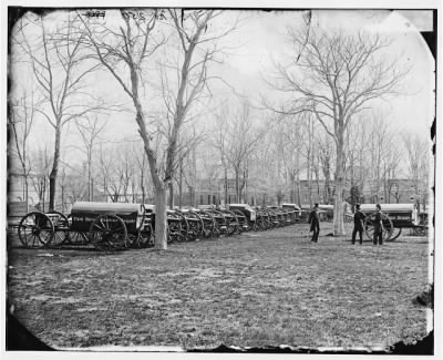 5385 - Washington, D.C. Park of Wiard guns at the Arsenal; H.L. Stuart, Nathaniel P. Willis, and Gen. Daniel E. Sickles at right