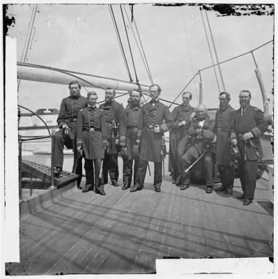 5546 - Charleston Harbor, S.C. Rear Admiral John A. Dahlgren (fifth from left) and staff aboard U.S.S. Pawnee