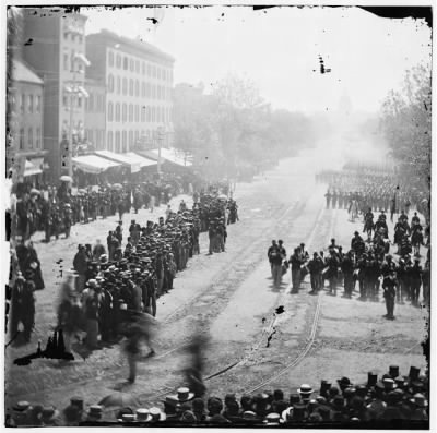 5567 - Washington, District of Columbia. Grand Review of the Army. Infantry passing on Pennsylvania Avenue near the Treasury