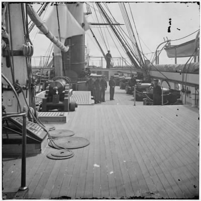 5726 - Charleston Harbor, S.C. Crew members, quarterdeck, and starboard battery of U.S.S. Pawnee