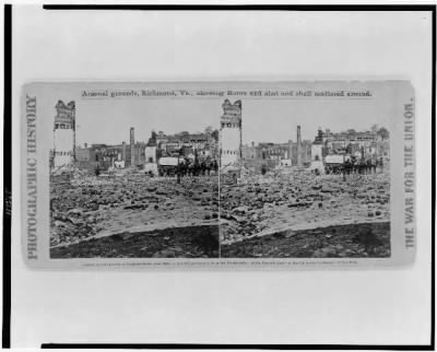 5731 - Arsenal grounds, Richmond, Va., showing ruins and shot and shell scattered around