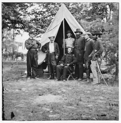 5908 - Col. George H. Chapman (3rd Indiana Cavalry) & staff at his headquarters. Army of the Potomac