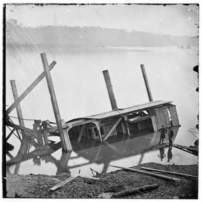 6145 - James River, Va. Butler's dredge-boat, sunk by a Confederate shell on Thanksgiving Day, 1864