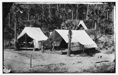 6153 - Morris Island, South Carolina. General Quincy A. Gillmore in front of his tent