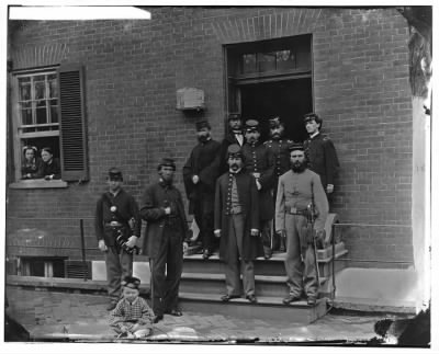 6222 - Washington, D.C. Officers at door of Seminary Hospital (formerly Georgetown Female Seminary), 30th St. at N, Georgetown