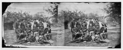 6238 - Falmouth, Va. Lord Abinger (William F. Scarlett, 3d Baron Abinger, Lt. Col. Scots Fusilier Guards) and group at headquarters, Army of the Potomac