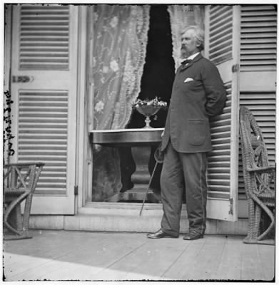 667 - Richmond, Virginia. Col. Plauder? Ord at the residence of Jefferson Davis. In the doorway is the table on which the surrender of Gen. Robert E. Lee was signed