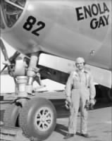 6 Aug. 1945 Col Paul Tibbets with the ENOLA GAY B-29 -Carried "Little Boy"