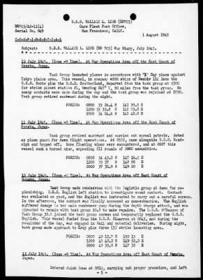 USS WALLACE L LIND > War Diary, 7/1-31/45