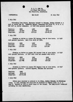 USS LSM-214 > War Diary, 7/1-31/45