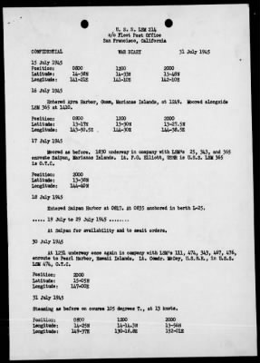 USS LSM-214 > War Diary, 7/1-31/45