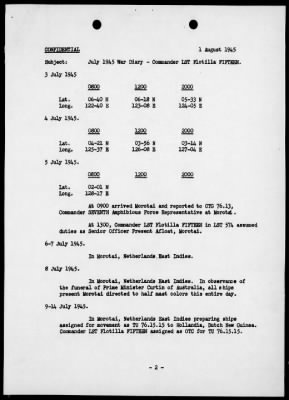 COM LST FLOT 15 > War Diary, 7/1-31/45