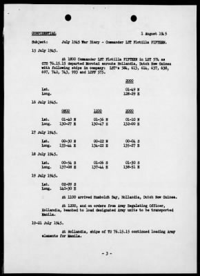 COM LST FLOT 15 > War Diary, 7/1-31/45