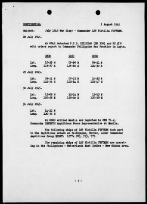 COM LST FLOT 15 > War Diary, 7/1-31/45