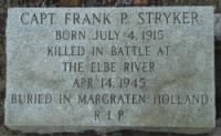 Memoaial Stone for Capt Frank P Stryker, KIA WWII 1944