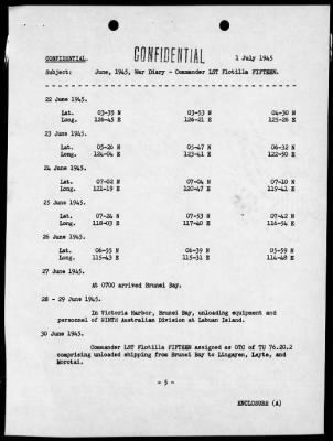 COM LST FLOT 15 > War Diary, 6/1-30/45