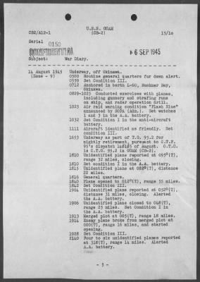 USS GUAM > War Diary, 8/1-31/45