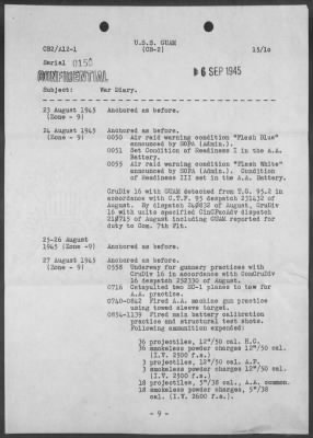 USS GUAM > War Diary, 8/1-31/45