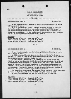 USS MINNEAPOLIS > War Diary, 8/1-31/45
