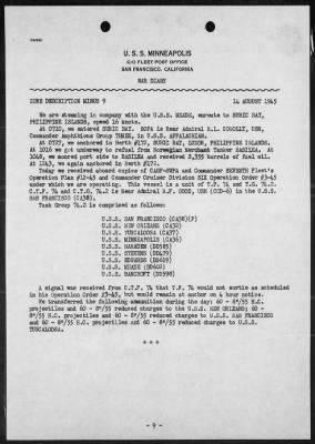 USS MINNEAPOLIS > War Diary, 8/1-31/45