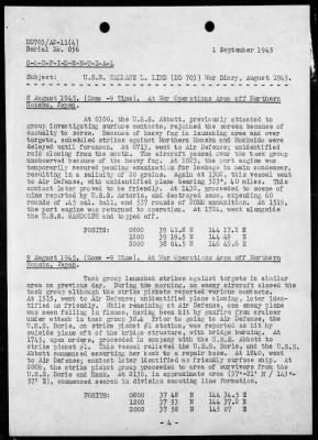 USS WALLACE L LIND > War Diary, 8/1-31/45