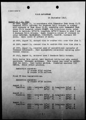 USS SAVANNAH > War Diary, 8/1-31/45