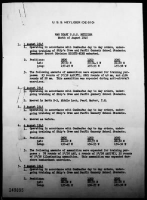 Thumbnail for USS HEYLIGER > War Diary, 8/1/45 to 10/31/45