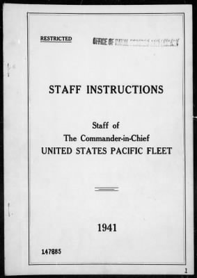 Thumbnail for CINPAC > Instructions for Staff of The Commander-in-Chief, U S Pacific Fleet, 1941