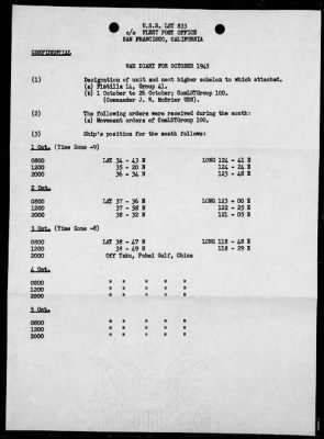 USS LST-833 > War Diary, 10/1-31/45