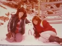 Bambi and Donna, about 1980, SNOW- Bradshaw MT - Prescott, Our CABIN in Potato Patch