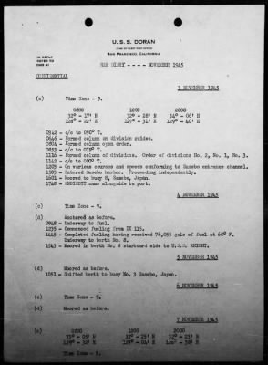 USS DORAN > War Diary, 10/1/45 TO 11/30/45