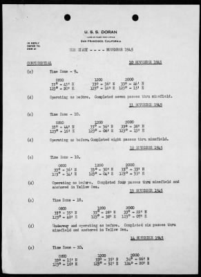 USS DORAN > War Diary, 10/1/45 TO 11/30/45