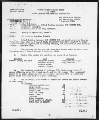 VPB-102 > Summary of operations, 8/7/45 - 9/2/45