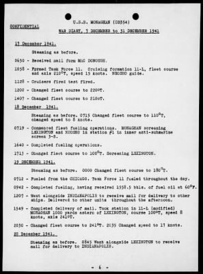 USS MONAGHAN > War Diary, 12/7/41--1/31/42