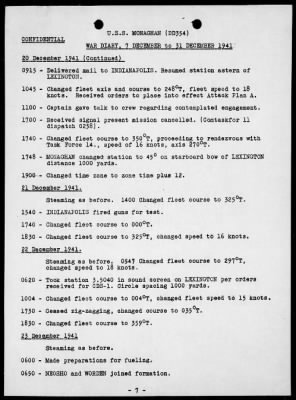 USS MONAGHAN > War Diary, 12/7/41--1/31/42