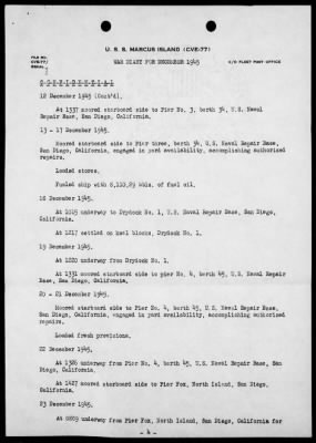 USS MARCUS ISLAND > War Diary, 11/1/45 TO 12/31/45