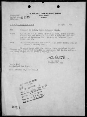 Thumbnail for NOB, DUTCH HARBOR, ALASKA > War Diary, 9/10/41 to 12/31/45