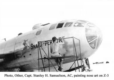 Thumbnail for 881st Other > Captain Samuelson Doing Nose Art