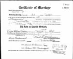 Certificate of Marriage for Vinis Brosius and Aileen Underwood